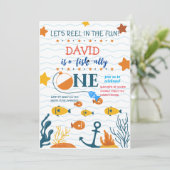 魚釣り1歳の誕生日ボーイO-fish-ally 招待状 (スタンド正面)