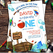 魚釣り1歳の誕生日ボーイO-fish-ally 招待状