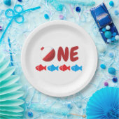 魚釣り1歳の誕生日 ペーパープレート (パーティー)