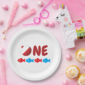魚釣り1歳の誕生日 ペーパープレート (パーティー)
