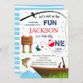 魚釣り1歳の誕生日O-Fish-Ally One招待状 招待状 (正面/裏面)