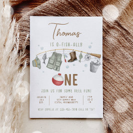 魚釣り1歳の誕生日O-Fish-Ally One誕生日 招待状