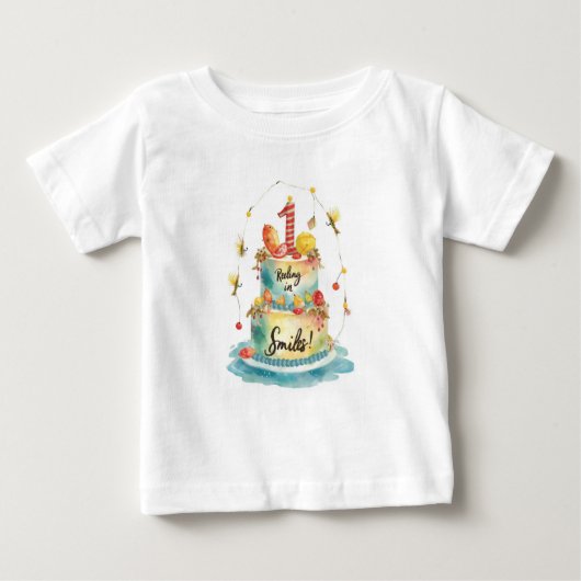 魚釣り1歳 ベビーTシャツ (正面)