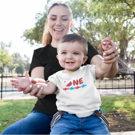 魚釣り1歳 ベビーTシャツ