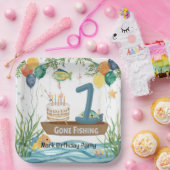 魚釣り1歳 ペーパープレート (パーティー)