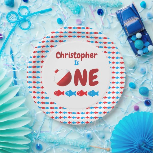 魚釣り1歳 ペーパープレート (パーティー)