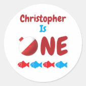 魚釣り1歳 ラウンドシール (正面)