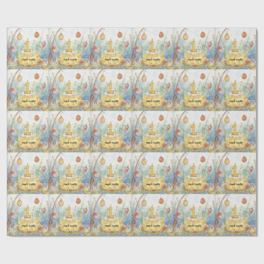 魚釣り1歳 ラッピングペーパー (フラット)