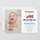 魚釣り1歳 招待状 (正面)