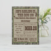 魚釣り16番目の誕生日招待状と迷彩柄 招待状 (スタンド正面)