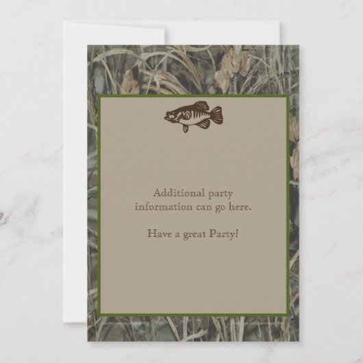 魚釣り16番目の誕生日招待状と迷彩柄 招待状 (裏面)