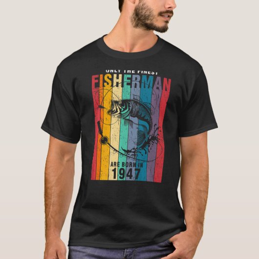魚釣り1947第75誕生日96歳の漁師 Tシャツ (正面)