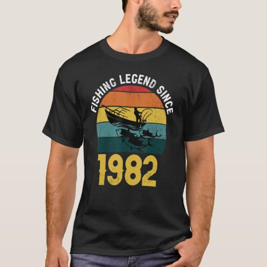 魚釣り1982年40歳の誕生日から漁師1 Tシャツ (正面)