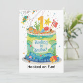 魚釣り1st誕生日招待状リトルアングラーズ 招待状 (スタンド正面)