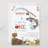 魚釣り1th誕生日ブルーボーイオフィッシュ味方 招待状 (正面)