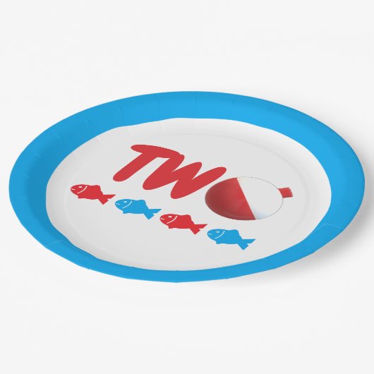 魚釣り2歳の誕生日 ペーパープレート (アングル)