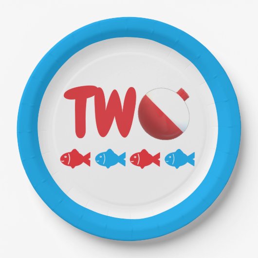 魚釣り2歳の誕生日 ペーパープレート (正面)