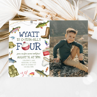 魚釣り4thバースデーフォト招待状 招待状