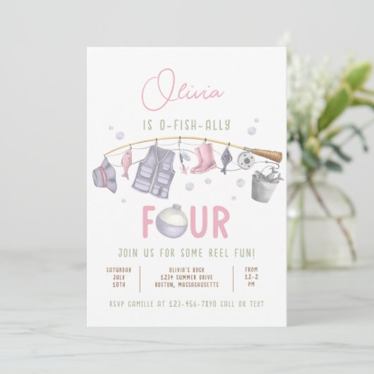 魚釣り4th誕生日O-Fish-Allyフォー誕生日 招待状 (スタンド正面)