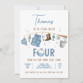 魚釣り4th誕生日O-Fish-Allyフォー誕生日 招待状 (正面)