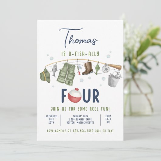 魚釣り4th誕生日O-Fish-Allyフォー誕生日 招待状 (スタンド正面)
