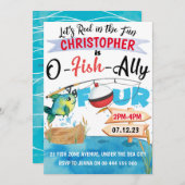 魚釣り4th誕生日O-Fish-Ally 4男の子 招待状 (正面/裏面)