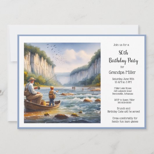 魚釣り50誕生日 招待状 (正面)