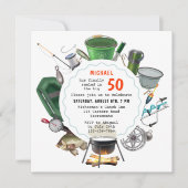 魚釣り50th誕生日フィッシャーマンアウトドアキャンプ 招待状 (正面)