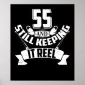 魚釣り55おもしろい位誕生日ギフト漁師55年 ポスター (正面)