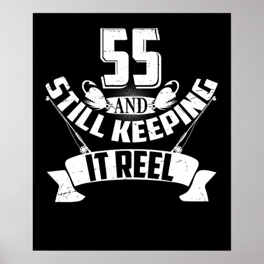 魚釣り55おもしろい位誕生日ギフト漁師55年 ポスター (正面)