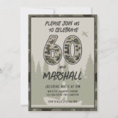 魚釣り60誕生日カモフラージウッドランドフォレスト 招待状 (正面)