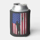 魚釣り7月4日アメリカ国旗の漁師 缶クーラー (缶正面)