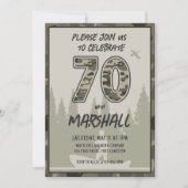 魚釣り70誕生日カモフラージウッドランドフォレスト 招待状 (正面)