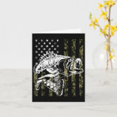 魚釣り，カモフラージアメリカ国旗の魚， Bフィッシュフィス カード (黄色い花)