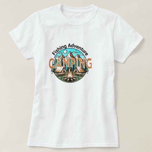 魚釣り/キャンピングアドベンチャーレディースTシャツ Tシャツ (デザイン正面)