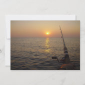 魚釣り、サンセットワイングラス、風船退職パーティー 招待状 (裏面)