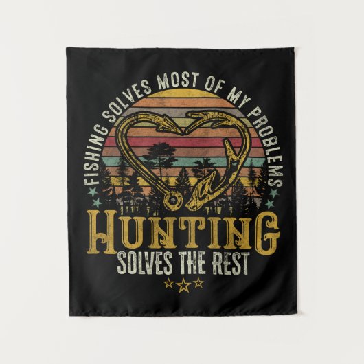 魚釣り&シェッドハンターアントラーエルクディアー狩り タペストリー (正面)