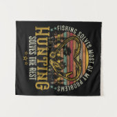 魚釣り&シェッドハンターアントラーエルクディアー狩り タペストリー (正面(横))