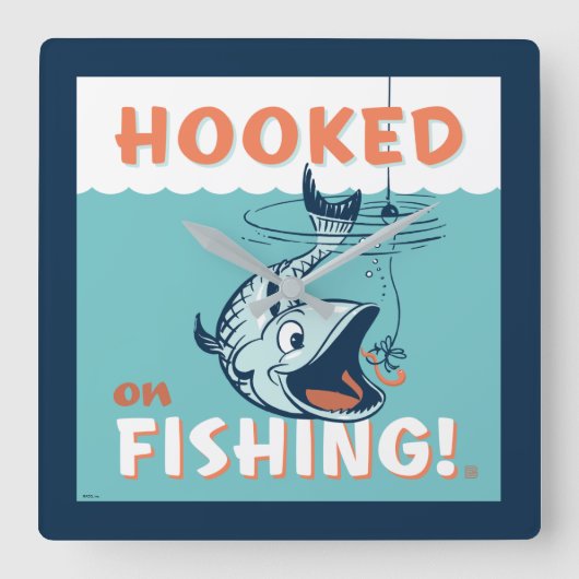 魚釣り スクエア壁時計 (正面)