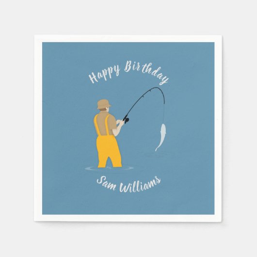 魚釣り スタンダードカクテルナプキン (正面)