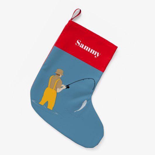 魚釣り スモールクリスマスストッキング (正面 (吊り時))