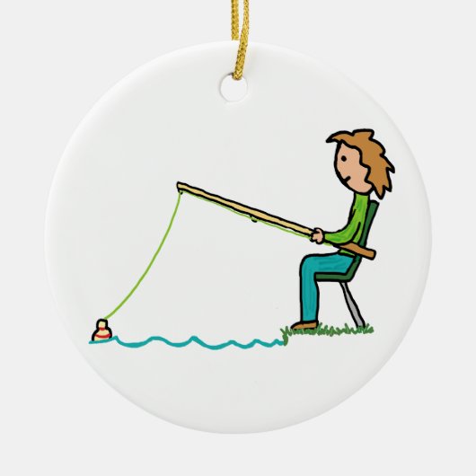魚釣り セラミックオーナメント (正面)