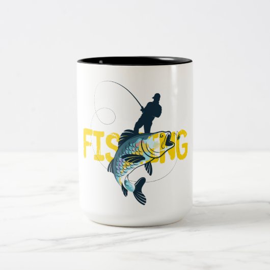 魚釣り ツートーンマグカップ (中央)