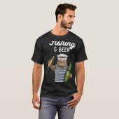 魚釣り&ビールキャット Tシャツ (正面フル)