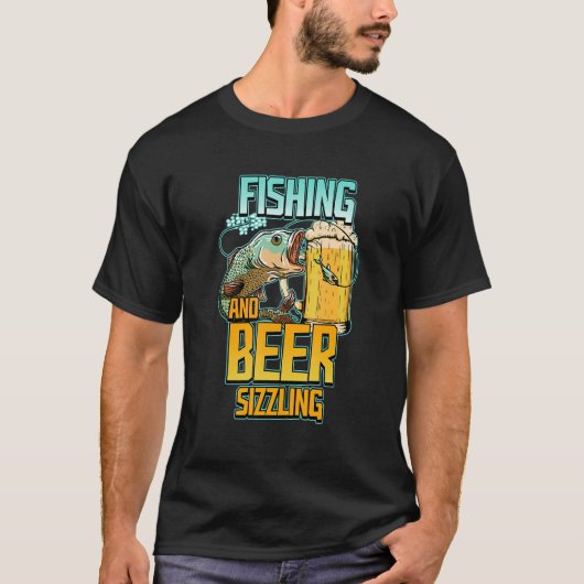 魚釣り&ビールシズル魚釣り漁師ことわざF Tシャツ (正面)