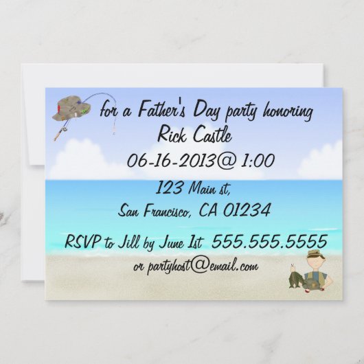 魚釣り·ファザーズ·デイ·パーティの招待状 招待状 (裏面)