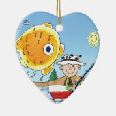 魚釣り、フィッシャーマン – パーソナライズされた漫画 セラミックオーナメント (右)