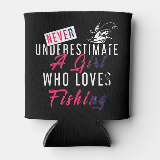 魚釣り・フィッシュを愛する少女を決して過小評価しない 缶クーラー (正面)