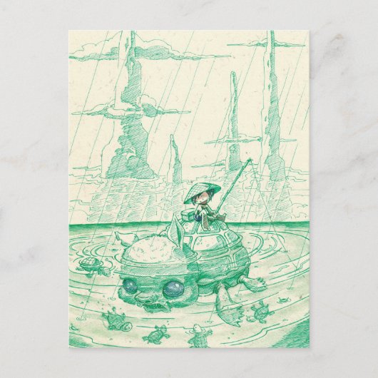 魚釣り ポストカード (正面)