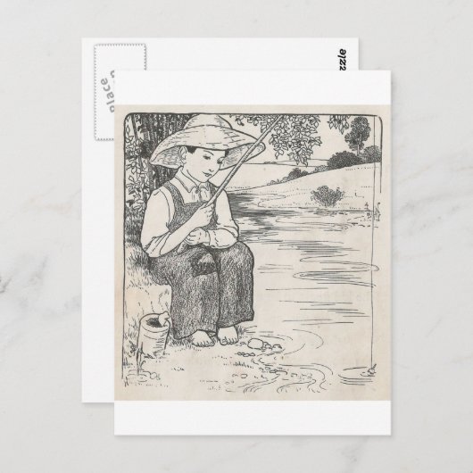 魚釣り ポストカード (正面/裏面)